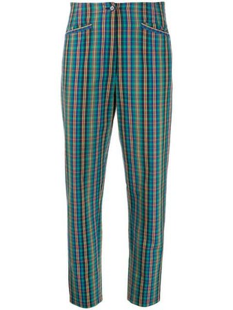 Kenzo Pre-Owned 1990's Checked Tapered Trousers - Farfetch