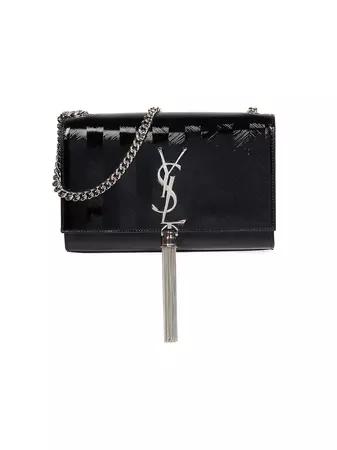 Shop Saint Laurent Kate Small Chain Bag With Tassel In Chevron Patent Leather | Saks Fifth Avenue