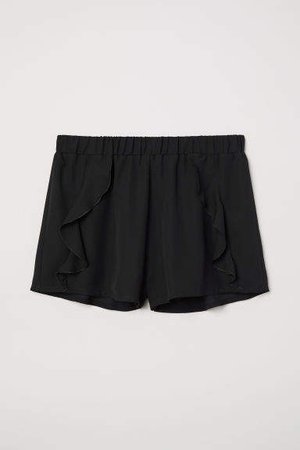 Ruffle-trimmed Shorts - Black