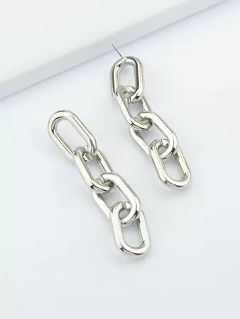 Silver Link Chain Shape Earrings | ROMWE