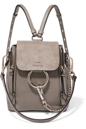 CHLOÉ Faye mini textured-leather and suede backpack
