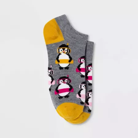 Women's Pooltime Penguin Low Cut Socks - Xhilaration™ Gray One Size : Target
