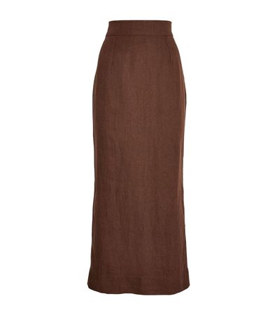 Womens Posse brown Linen Emma Pencil Maxi Skirt | Harrods # {CountryCode}