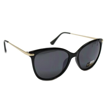 Just Jewelry Rounded Cat Eye Fall Sunglasses- Black w/ Gold