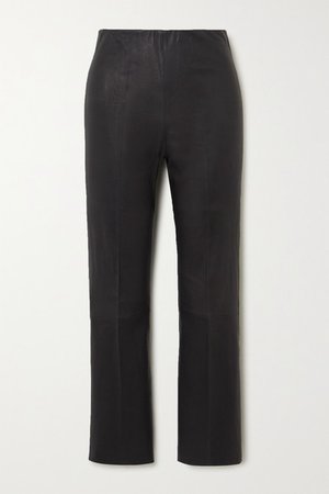 Florentina Stretch-leather Slim-leg Pants - Black