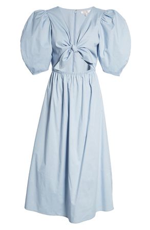 WAYF Peggy Cutout Puff Sleeve Midi Dress | Nordstrom