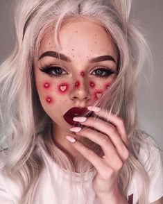 BretmanRock Makeup Page on Instagram: “Heart eyes, cheeks, and neck 🥰🥰🥰🥰 @christiana.gabriele #bretmansvanity” | Makeup, Halloween makeup, Cheek makeup