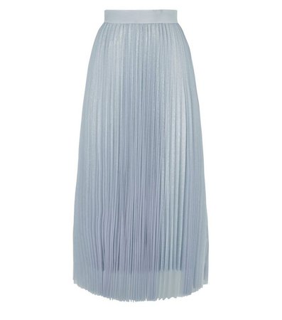 Pale Blue Glitter Mesh Pleated Midi Skirt | New Look