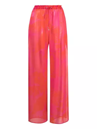 PINKO floral-print wide-leg Trousers - Farfetch
