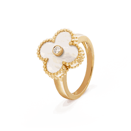 Van Cleef & Arpels - Vintage Alhambra ring Yellow gold, Diamond, Mother-of-pearl