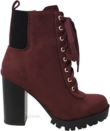 Amazon.com | MVE Shoes Womens Top Guy Stylish Comfortable Lace Up Block Heel Ankle Boot | Ankle & Bootie