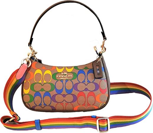 Coach Teri Crossbody Bag In Rainbow Signature Canvas: Handbags: Amazon.com
