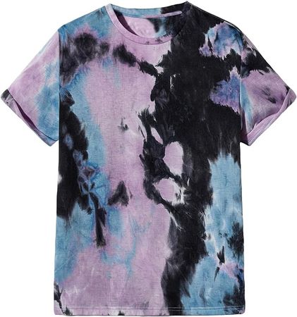 Verdusa Women's Short Sleeve Crewneck Tie Dye Tee Shirt Top Multicolor XL at Amazon Women’s Clothing store