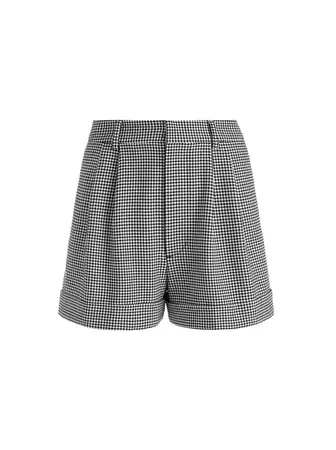 Conry Cuffed Short In Houndstooth Xs Black/ecru | Alice And Olivia
