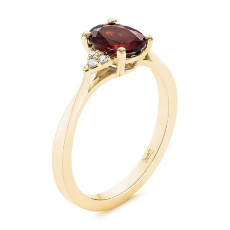 14k Yellow Gold Custom Garnet And Diamond Cluster Engagement Ring #104870 - Seattle Bellevue | Joseph Jewelry