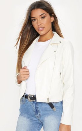 White Pu Biker Jacket | Coats & Jackets | PrettyLittleThing