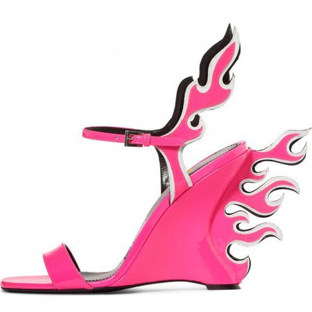 Pink Wedge Heels Flame Style Sandals for Night club, Date | FSJ