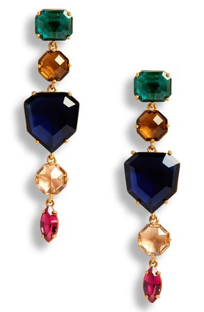 kate spade new york multicolor crystal linear drop earrings | Nordstrom