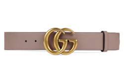Dusty Pink Wide Leather Belt With Double G Buckle | GUCCI® US