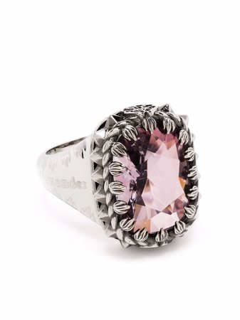 Alexander McQueen crystal-embellished Signet Ring