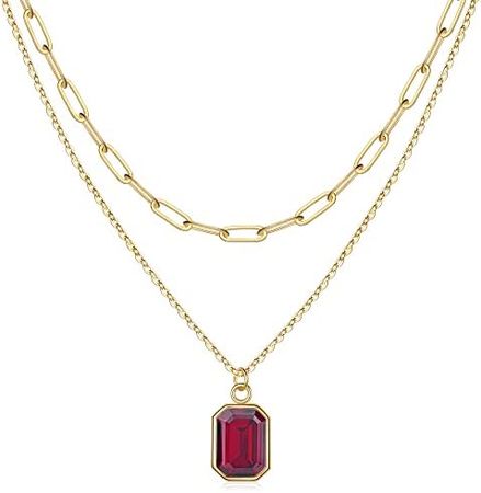 Amazon.com: Birthstone Necklace for Women, Ruby Necklace Birthstone Necklace for Women Ruby Necklaces for Women July Birthstone Necklace Red Necklaces for Women Gold Necklace for Women Red Jewelry for Women : Clothing, Shoes & Jewelry