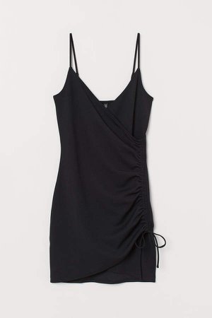 Jersey Dress with Drawstring - Black