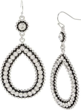 Amazon.com: Jessica Simpson Stone Teardrop Gypsy Hoop Earrings: Clothing, Shoes & Jewelry