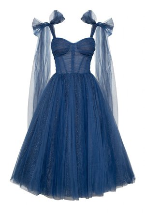 milla midi dress with bows (dark blue)