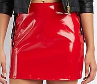 short red latex skirt