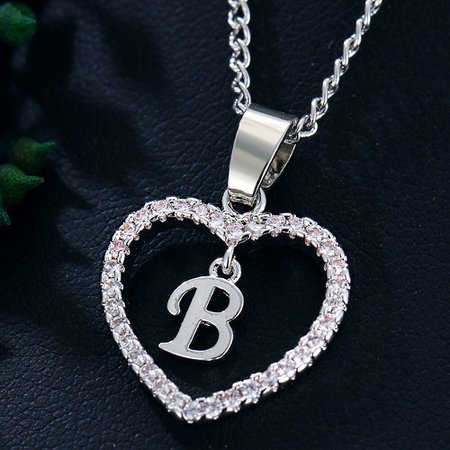 IF ME Trendy Crystal Heart Pendant Letter B Necklace for Women Silver Rose Gold Color Charms CZ Chain Choker Necklaces Jewelry-in Pendant Necklaces from Jewelry & Accessories on Aliexpress.com | Alibaba Group