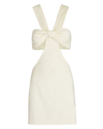 Zeynep Arcay One-Shoulder Cut-Out Mini Dress in white | INTERMIX®