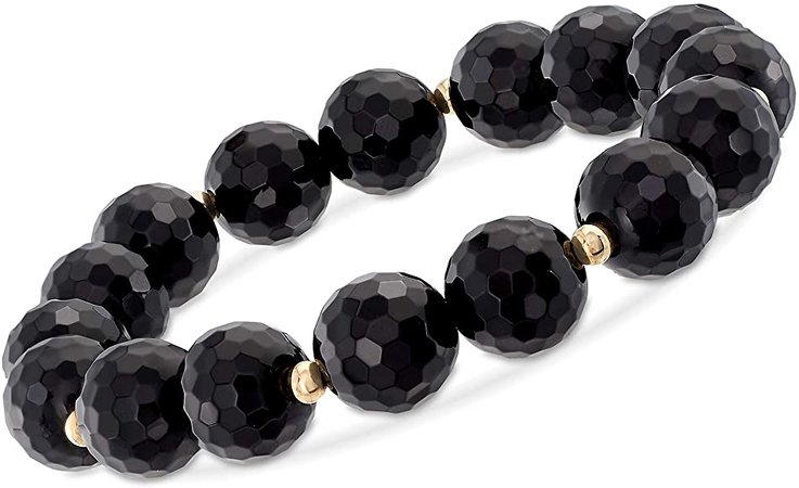 Amazon.com: Ross-Simons 10-11mm Black Onyx Bracelet With 14kt Yellow Gold: Jewelry