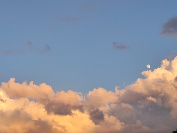 asthetic sky with pink clouds and moon