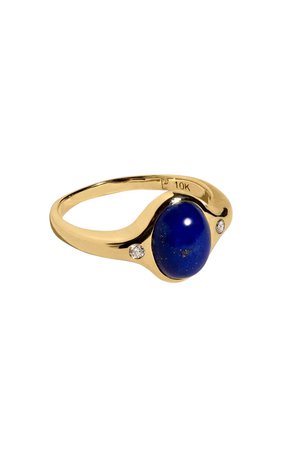 Mini Essential 10kt Yellow-Gold, Lapis and Diamond Ring by Pamela Love | Moda Operandi
