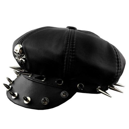 industrial goth punk black skull cap