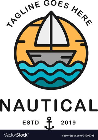 Summer travel design - sail boat nautical logo Vector Image