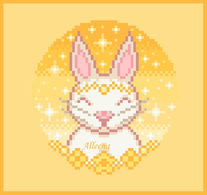 Orange Pixel Bunny