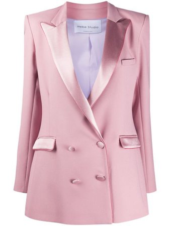 Hebe Studio Bianca Double-Breasted Blazer BIOJVIVSSASOLID Pink | Farfetch