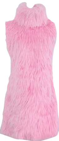 pink fur turtleneck dress