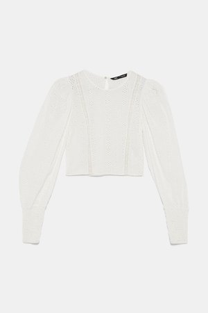 SHIRT WITH CONTRASTING CUTWORK EMBROIDERY-TOPS-TRF | ZARA Australia