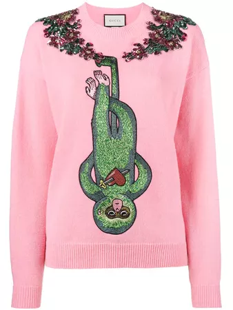 Gucci monkey embroidered jumper $2,400 - Buy Online - Mobile Friendly, Fast Delivery, Price