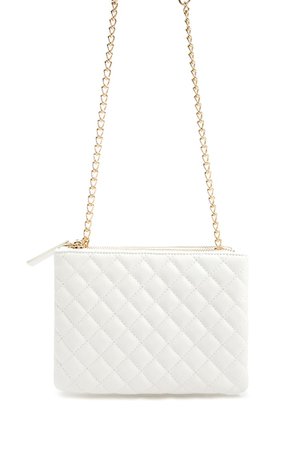 White Channel Quilted Crossbody Handbag