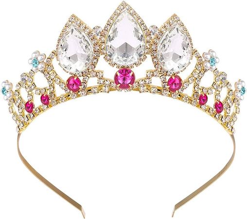 Amazon.com : COCIDE Girls Crystal Tiara Gold Birthday Crown Rapunzel Pearl Headband for Kid Rhinestone Princess Hairpiece for Women Red Gem Wedding Hair Accessories for Flower Girls Halloween Costume Cosplay Gift : Beauty & Personal Care