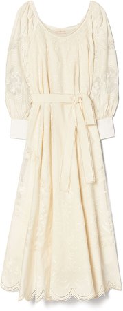 White Embroidered Mini Dress - Short Sleeve Dress - V-Neck Dress