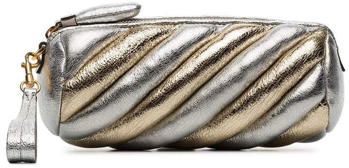 silver and gold metallic marshmallow leather clutch
