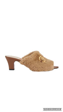 Gucci mid-heel furry slide sandal