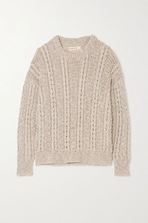 Beige Stevie cable-knit linen and cotton-blend sweater | &Daughter | NET-A-PORTER