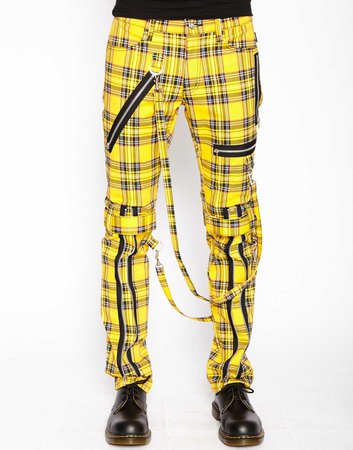 yellow checkered punk pants