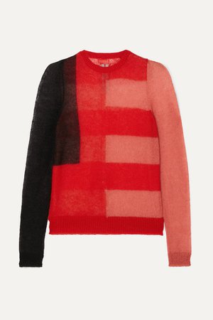 Rick Owens | Color-block mohair-blend sweater | NET-A-PORTER.COM
