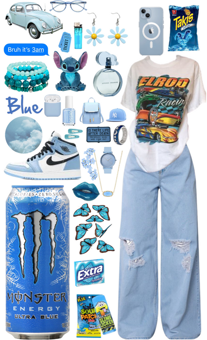 Ultra blue monster as a person
